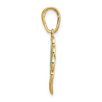 14K Yellow Gold 4-Leaf Clover Enameled Pendant