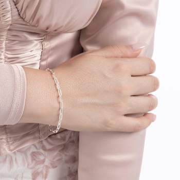 Sterling Silver Paperclip Link Chain Bracelet, 8 Inch