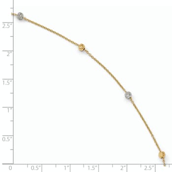 14K Two-Tone Polished Diamond-cut with 1-inch Extension Anklet
