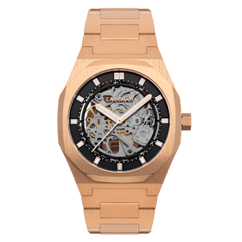 Thomas Earnshaw Discovery Drake Skeleton Black Dial Yellow Stainless
Steel Band Automatic Watch