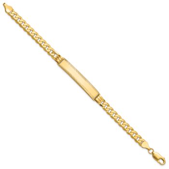 14k Yellow Gold Diamond-Cut Curb Link ID Bracelet
