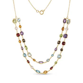 Multi-Gem 14k Yellow Gold 18" Necklace 18.15ctw