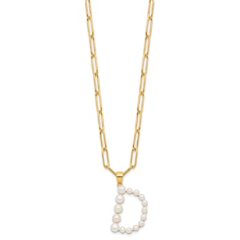 Gold Tone Sterling Silver 3-5.5mm Freshwater Cultured Pearl LETTER D
18-inch Necklace