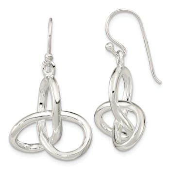 Sterling Silver Polished Knot Dangle Shephard Hook Earrings