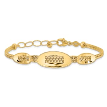 14K Yellow Gold Polished and Textured Fancy Plus 1.5-inch Ext. Bracelet