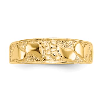 14K Yellow Gold Footprints Toe Ring