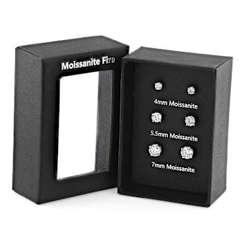 Moissanite Stud EarRing Set In PlatInum-Enhanced Sterling Silver