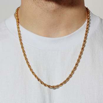 Robert Alton Men's Yellow Rope Chain Necklace 5mm In Ion-Plated
Stainless Steel 24 Inch