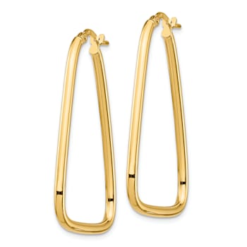 14k Yellow Gold 1 7/16" Polished Triangle Hoop Earrings