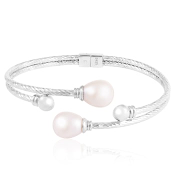 8-8.5mm White Cultured Freshwater Pearl Silver  Bracelet