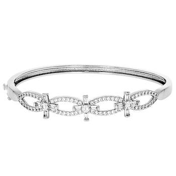 Lab-Created Sapphire Link Design Bangle Bracelet