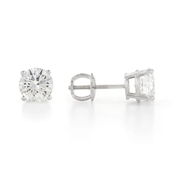 Certified White Lab-Grown Diamond H-I SI 14k White Gold Stud Earrings 1.50ctw