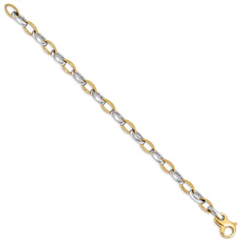 14k Yellow Gold and 14k White Gold 6.6mm Hand-polished and Satin Fancy
Link Bracelet
