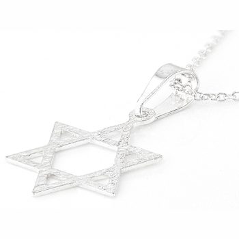 Diamond Cut Star Of David Pendant Necklace In Sterling Silver 18 Inch