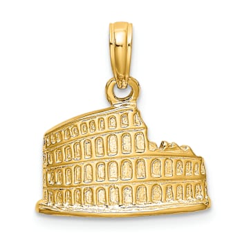 14k Yellow Gold Textured 2D Coliseum Charm