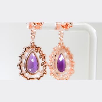 Amethyst and CZ 6.95 Ctw Pear 18K Rose Gold Over Sterling Silver Center
Design Earrings Jewelry
