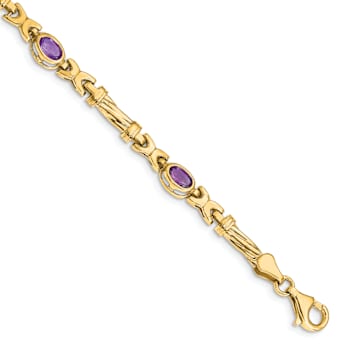 10k Yellow Gold Amethyst 4 Stone Bracelet