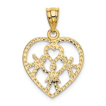 14k Yellow Gold 3 Children in Heart Charm