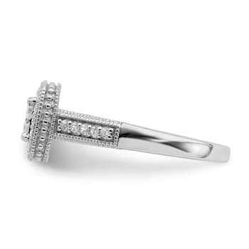 Rhodium Over 14K White Gold Diamond Cluster Engagement Ring 0.60ctw