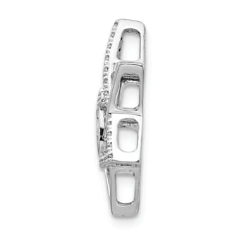 Rhodium Over 14k White Gold Diamond Star of David with Chai Chain Slide Pendant