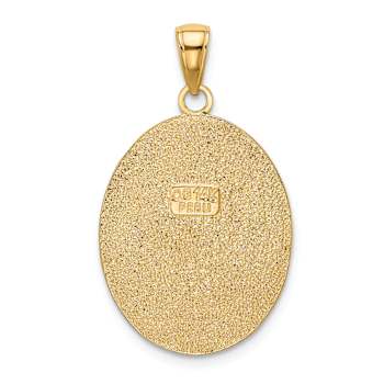 14k Yellow Gold Fleur-De-Lis on Oval Disk Pendant