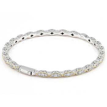 CZ Bangle In Platinum-Enhanced Sterling Silver And 18K Gold Over
Sterling Silver 2.52ctw