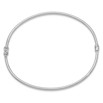 Rhodium Over 14K White Gold Hinged Bangle Bracelet