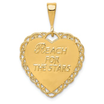14k Yellow Gold Textured Reversible Sweet 16 Heart Pendant