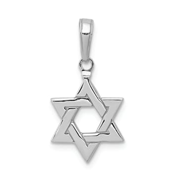 Rhodium Over 14k White Gold Polished Star of David Pendant