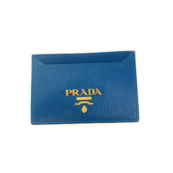 Prada Vitello Move Cobalt Blue Leather Small Card Case Wallet
