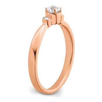 14K Rose Gold Petite Beaded Edge Round Diamond Ring 0.24ctw