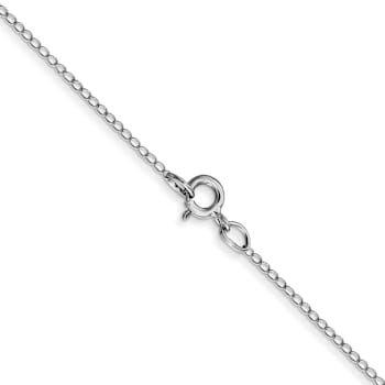 Rhodium Over 14k White Gold 0.42mm Solid Curb 13 Inch Chain