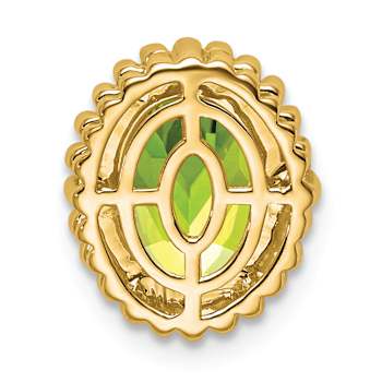 10k Yellow Gold Beaded 1 ctw Oval Peridot Chain Slide Pendant