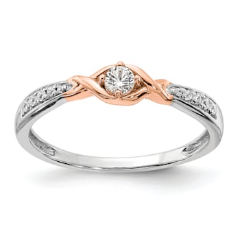 14K Two-tone White and Rose Gold First Promise Diamond Promise Ring 0.16ctw