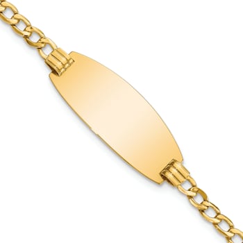14k Yellow Gold Oval Curb Link ID Bracelet
