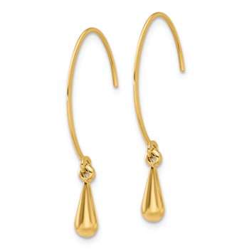 14k Yellow Gold Polished Dangle Threader Hook Earrings