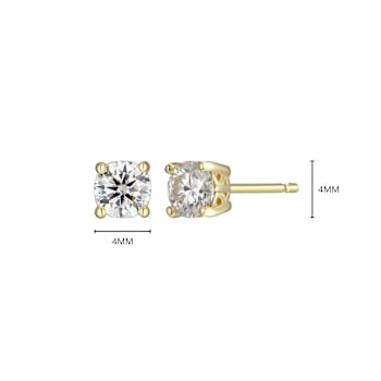 Moissanite 14k Yellow Gold Over Silver Stud Earrings 0.46ctw DEW