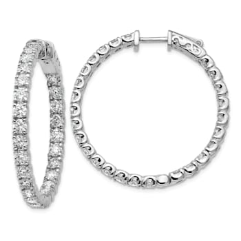 Rhodium Over 14K White Gold Oro Spotlight Lab Grown Diamond SI+, H+,
Hoop with Safety Clasp Earrings