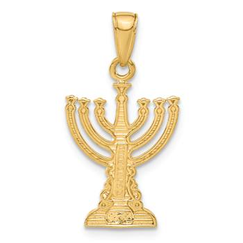 14k Yellow Gold Textured Menorah Pendant