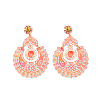 Pink Iridescent Filigree Drop Floral Earring