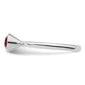 Sterling Silver Stackable Expressions High 5mm Red Crystal Ring