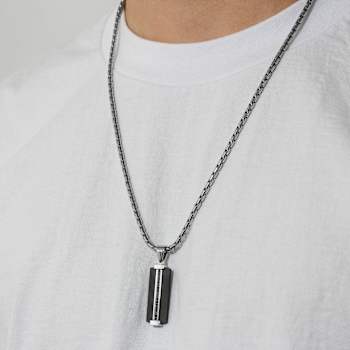 Robert Alton Men's Dog Tag Pendant With Chain In Black Ion-Plated
Stainless Steel 0.10ctw