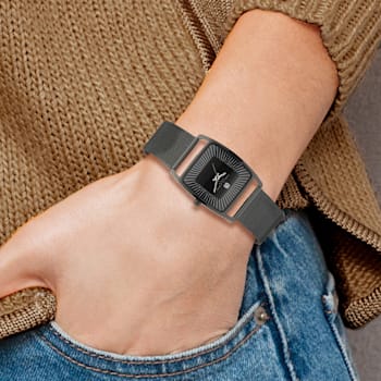 Charles Hubert Black IP-plated Stainless Steel Milanese Band Watch
