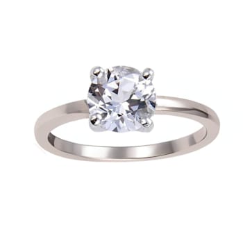 Rhodium Over Sterling Silver White Topaz Solitaire Ring 2.50ct