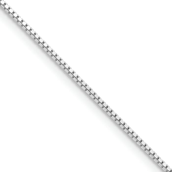 Rhodium Over Sterling Silver 0.9mm Box Chain with 2-inch Extension