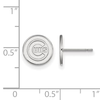 Rhodium Over Sterling Silver MLB LogoArt Chicago Cubs Post Earrings