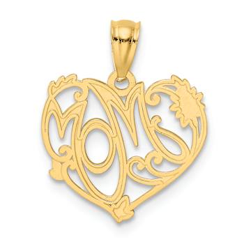 14K Two-tone Gold Diamond-Cut Textured MOM Pendant