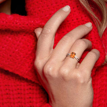 Madeira Citrine and Diamond 14K Yellow Gold Ring 1.7ctw