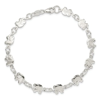Sterling Silver Polished Elephant Bracelet