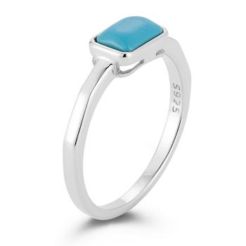Rachel Zoe Rectangular Lab-Created Turquoise Solitaire Ring in Rhodium
Over Sterling Silver